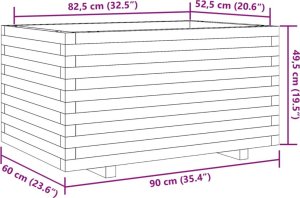 vidaXL Donica ogrodowa, biała, 90x60x49,5 cm, lite drewno sosnowe 10