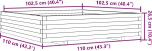 vidaXL Donica ogrodowa, 110x110x26,5 cm, impregnowane drewno sosnowe 10