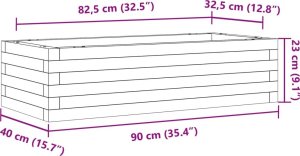 vidaXL Donica ogrodowa, woskowy brąz, 90x40x23 cm, lite drewno sosnowe 10