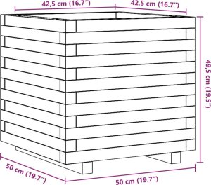 vidaXL Donica ogrodowa, woskowy brąz, 50x50x49,5 cm, drewno sosnowe 10
