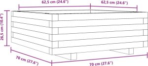 vidaXL Donica ogrodowa, 70x70x26,5 cm, lite drewno sosnowe 10