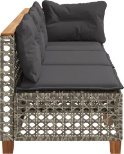 vidaXL 3-osobowa sofa ogrodowa z poduszkami, szara, polirattan 5
