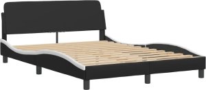 vidaXL Łóżko z materacem, czarno-białe, 140x190 cm, sztuczna skóra 4