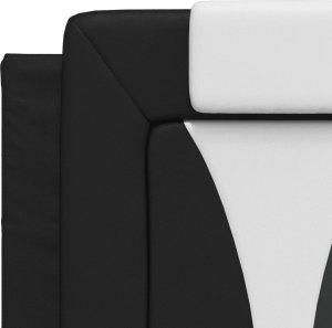 vidaXL Łóżko z materacem, czarno-białe, 140x190 cm, sztuczna skóra 7