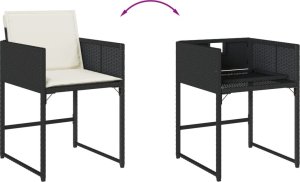 vidaXL 11-cz. zestaw mebli do ogrodu, z poduszkami, czarny rattan PE 7