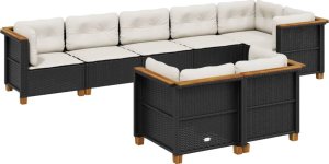 vidaXL 8-cz. zestaw wypoczynkowy do ogrodu, z poduszkami, czarny 2