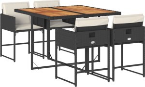 vidaXL 5-cz. zestaw mebli ogrodowych z poduszkami, czarny, polirattan 2