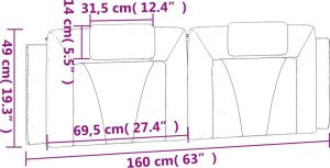 vidaXL Poduszka na wezgłowie, brązowa, 160 cm, sztuczna skóra 10