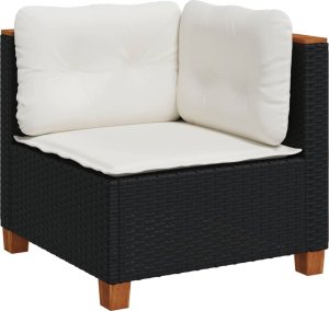 vidaXL 5-cz. zestaw wypoczynkowy do ogrodu, poduszki, czarny rattan PE 3