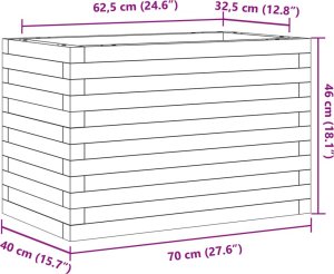vidaXL Donica ogrodowa, woskowy brąz, 70x40x46 cm, lite drewno sosnowe 10