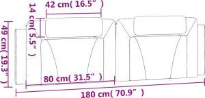 vidaXL Poduszka na wezgłowie, brązowa, 180 cm, sztuczna skóra 10