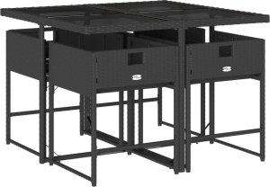 vidaXL 5-cz. zestaw mebli ogrodowych z poduszkami, czarny, polirattan 5