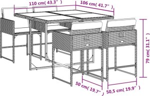 vidaXL 5-cz. zestaw mebli ogrodowych z poduszkami, czarny, polirattan 9