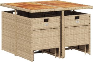 vidaXL 9-cz. zestaw mebli ogrodowych z poduszkami, beżowy, polirattan 3