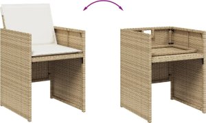 vidaXL 9-cz. zestaw mebli ogrodowych z poduszkami, beżowy, polirattan 7