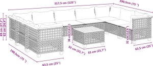 vidaXL 10-cz. zestaw wypoczynkowy do ogrodu, z poduszkami, szary 8