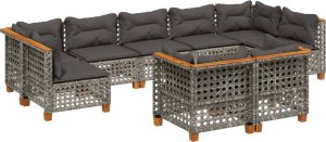 vidaXL 9-cz. zestaw mebli ogrodowych z poduszkami, szary, polirattan 2