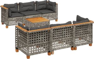 vidaXL 8-cz. zestaw mebli ogrodowych z poduszkami, szary, polirattan 2