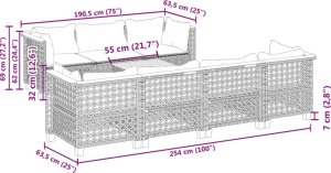 vidaXL 8-cz. zestaw mebli ogrodowych z poduszkami, szary, polirattan 8