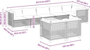 vidaXL 9-cz. zestaw mebli ogrodowych z poduszkami, szary, polirattan 8