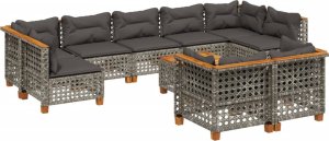 vidaXL 10-cz. zestaw wypoczynkowy do ogrodu, z poduszkami, szary 2