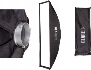 Lampa studyjna GlareOne Softbox 25x100 PRO - zestaw z gridem 16