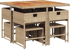 vidaXL 9-cz. zestaw mebli ogrodowych z poduszkami, beżowy, polirattan 6