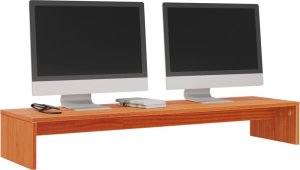 vidaXL Podstawka na monitor, woskowy brąz, 100x27x15 cm, lita sosna 3