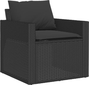 vidaXL 6-cz. zestaw mebli ogrodowych z poduszkami, czarny polirattan 5