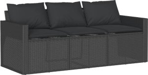 vidaXL 6-cz. zestaw mebli ogrodowych z poduszkami, czarny polirattan 6