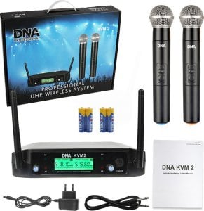 Radio DNA DNA KVM 2 mikrofony bezprzewodowe system nagłośnienia 518-542 MHz 1