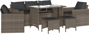 vidaXL 6-cz. zestaw mebli ogrodowych z poduszkami, szary, polirattan 2