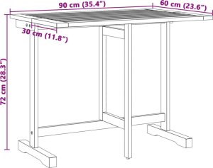 vidaXL Składany stolik na balkon, 90x60x72 cm, lite drewno akacjowe 10