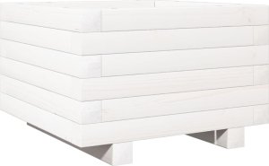 vidaXL Donica ogrodowa, biała, 40x40x26,5 cm, lite drewno sosnowe 2