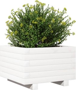 vidaXL Donica ogrodowa, biała, 40x40x26,5 cm, lite drewno sosnowe 4