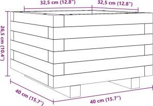 vidaXL Donica ogrodowa, biała, 40x40x26,5 cm, lite drewno sosnowe 10
