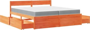 vidaXL Łóżko z szufladami i materacem, woskowy brąz, 200x200 cm, sosna 11