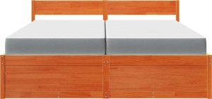 vidaXL Łóżko z szufladami i materacem, woskowy brąz, 200x200 cm, sosna 4