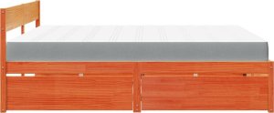 vidaXL Łóżko z szufladami i materacem, woskowy brąz, 200x200 cm, sosna 5