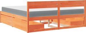 vidaXL Łóżko z szufladami i materacem, woskowy brąz, 200x200 cm, sosna 6