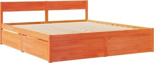 vidaXL Łóżko z szufladami i materacem, woskowy brąz, 200x200 cm, sosna 7