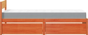 vidaXL Łóżko z szufladami i materacem, woskowy brąz, 100x200 cm, sosna 5