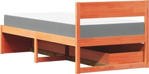 vidaXL Łóżko z szufladami i materacem, woskowy brąz, 100x200 cm, sosna 6