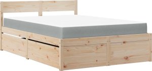 vidaXL Łóżko z szufladami i materacem, 140x190 cm, lite drewno sosnowe 2