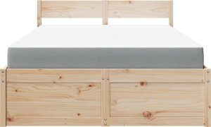 vidaXL Łóżko z szufladami i materacem, 140x190 cm, lite drewno sosnowe 4