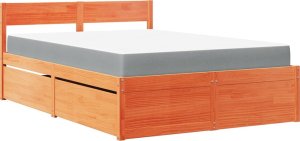 vidaXL Łóżko z szufladami i materacem, woskowy brąz, 140x190 cm, sosna 2