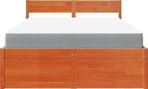 vidaXL Łóżko z szufladami i materacem, woskowy brąz, 140x190 cm, sosna 4