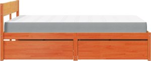 vidaXL Łóżko z szufladami i materacem, woskowy brąz, 140x190 cm, sosna 5