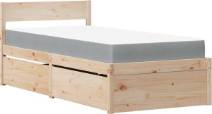 vidaXL Łóżko z szufladami i materacem, 90x190 cm, lite drewno sosnowe 2