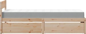 vidaXL Łóżko z szufladami i materacem, 90x190 cm, lite drewno sosnowe 5